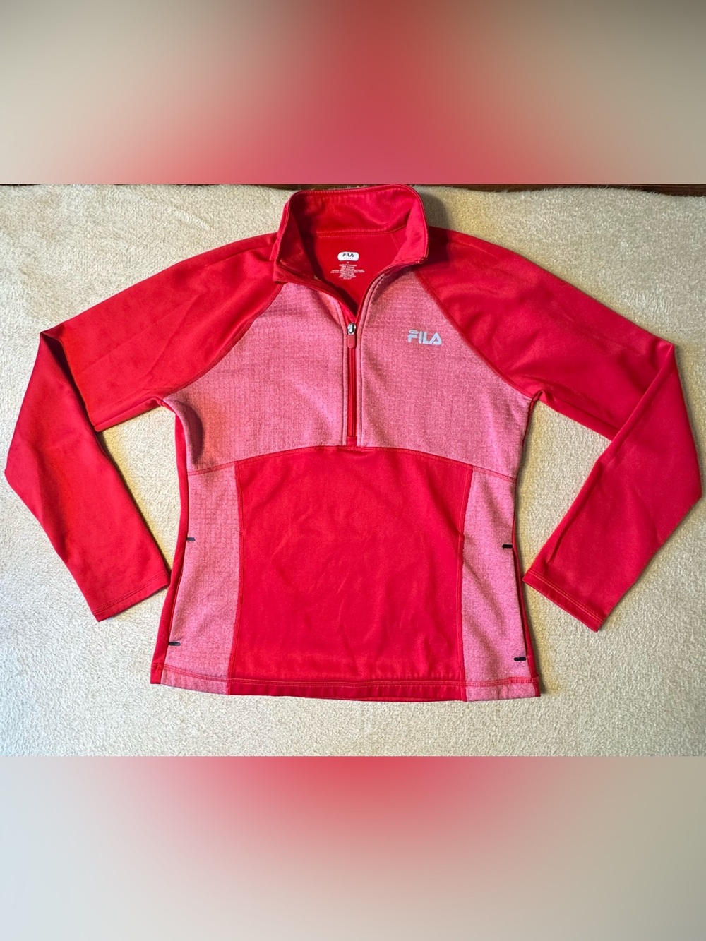 FILA Women's Red and Pink Half-Zip Athletic Pullover